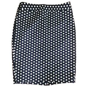 Ann Taylor Loft Skirt Womens Size 4 Black and White Polka Dot Zip Back Pencil